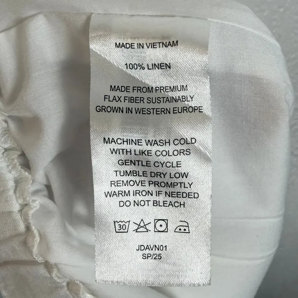 Quince 100% European Linen Pleated Trouser White Size 16